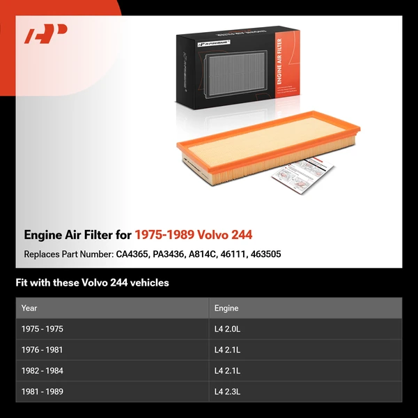 Engine Air Filter for 1975-1989 Volvo 244