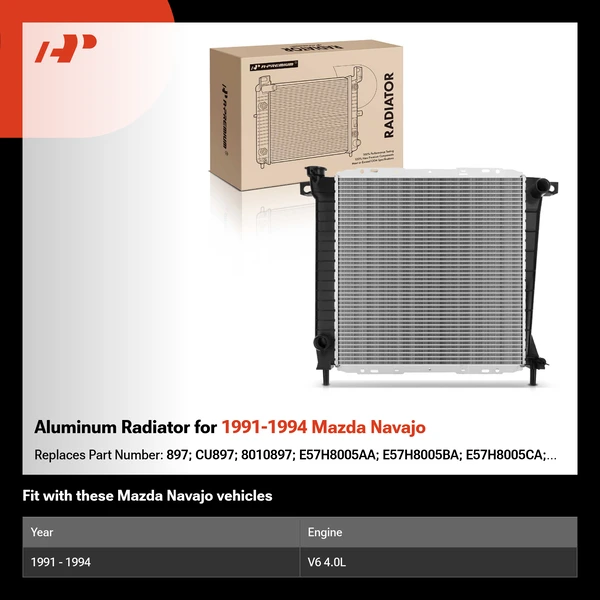 Aluminum Radiator for 1991-1994 Mazda Navajo
