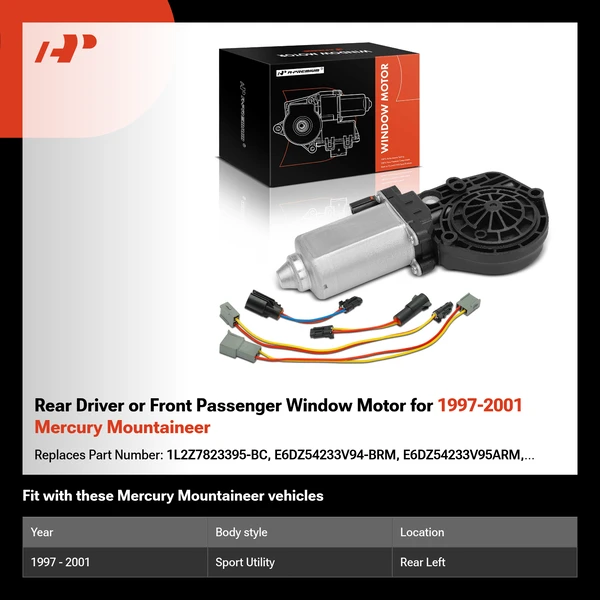 Rear Driver or Front Passenger Window Motor for 1997-2001 Mercury Mountaineer