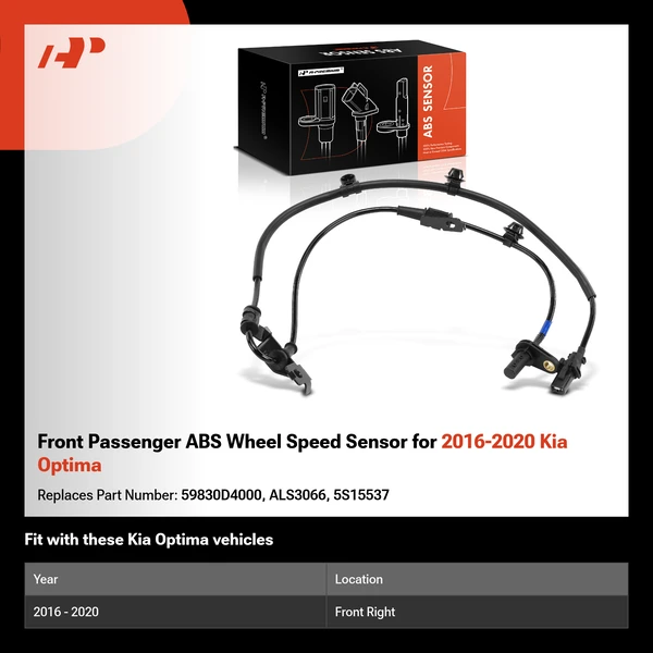 Front Passenger ABS Wheel Speed Sensor for 2016-2020 Kia Optima
