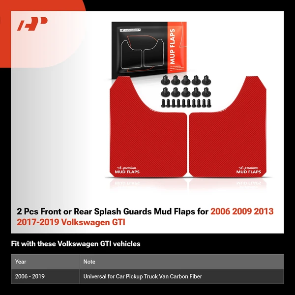 2 Pcs Front or Rear Splash Guards Mud Flaps for 2006 2009 2013 2017-2019 Volkswagen GTI