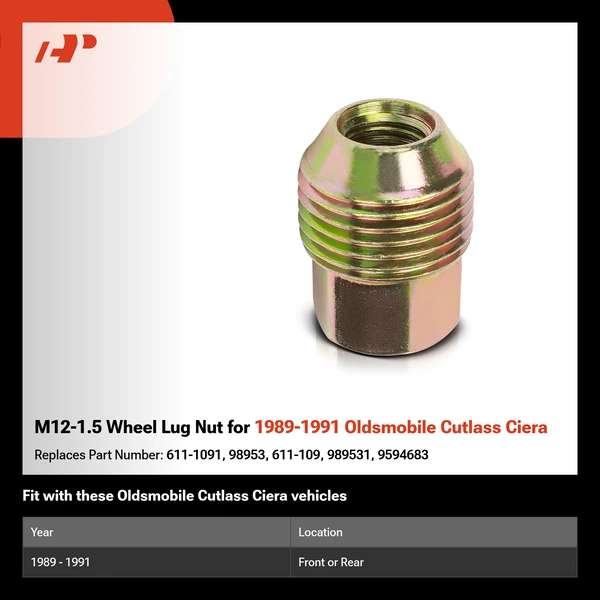 M12-1.5 Wheel Lug Nut for 1989-1991 Oldsmobile Cutlass Ciera