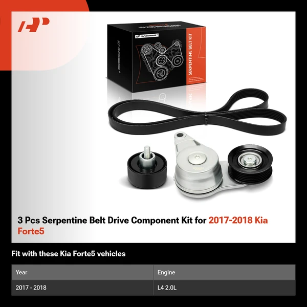 3 Pcs Serpentine Belt Drive Component Kit for 2017-2018 Kia Forte5