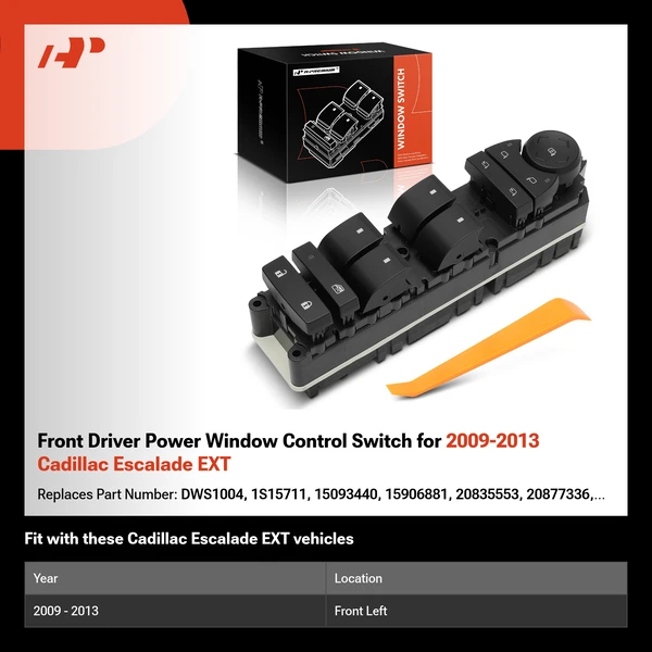 Front Driver Power Window Control Switch for 2009-2013 Cadillac Escalade EXT
