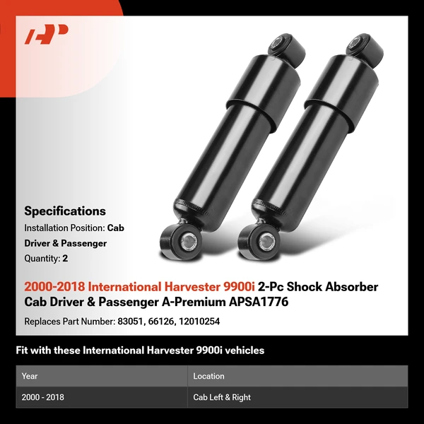 2000-2018 International Harvester 9900i 2-Pc Shock Absorber Cab Driver & Passenger A-Premium APSA1776