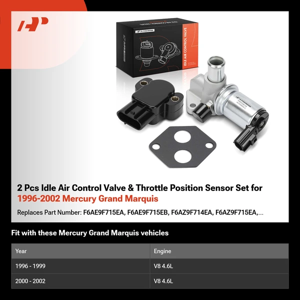 2 Pcs Idle Air Control Valve & Throttle Position Sensor Set for 1996-2002 Mercury Grand Marquis