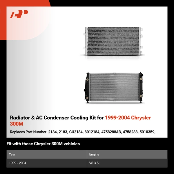 Radiator & AC Condenser Cooling Kit for 1999-2004 Chrysler 300M