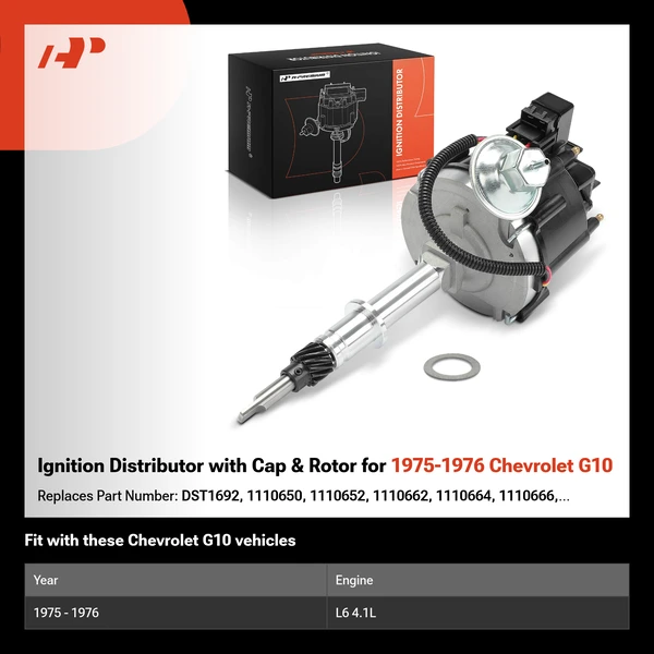 Ignition Distributor with Cap & Rotor for 1975-1976 Chevrolet G10
