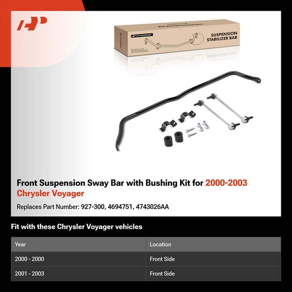 Front Suspension Sway Bar with Bushing Kit for 2000-2003 Chrysler Voyager