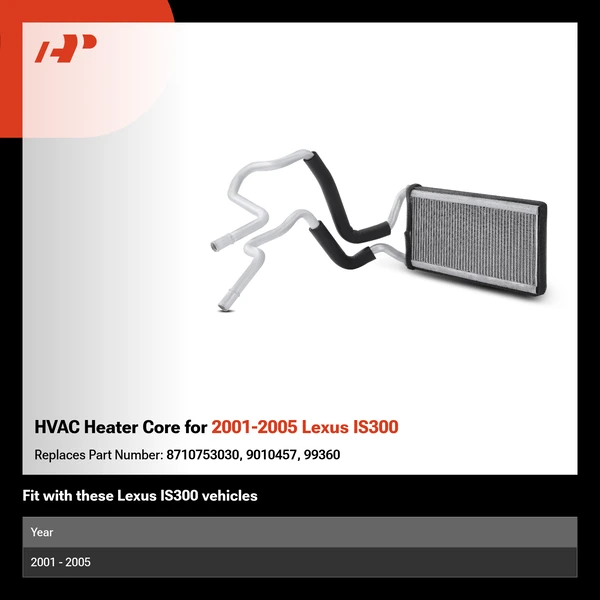 HVAC Heater Core for 2001-2005 Lexus IS300