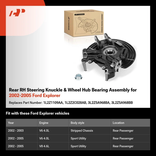Rear RH Steering Knuckle & Wheel Hub Bearing Assembly for 2002-2005 Ford Explorer