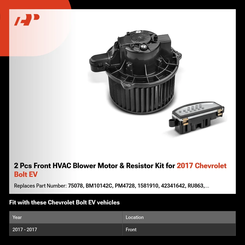 2 Pcs Front HVAC Blower Motor & Resistor Kit for 2017 Chevrolet Bolt EV