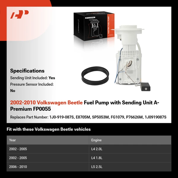 2002-2010 Volkswagen Beetle Fuel Pump with Sending Unit A-Premium FP0055
