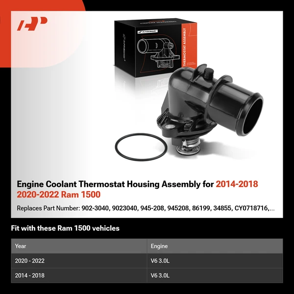 Engine Coolant Thermostat Housing Assembly for 2014-2018 2020-2022 Ram 1500