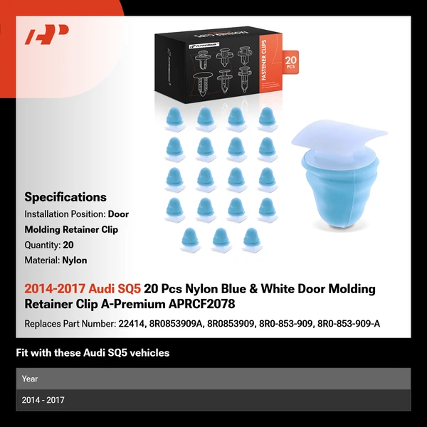 2014-2017 Audi SQ5 20 Pcs Nylon Blue & White Door Molding Retainer Clip A-Premium APRCF2078