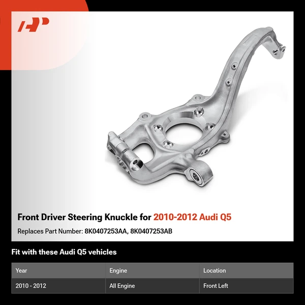 Front Driver Steering Knuckle for 2010-2012 Audi Q5