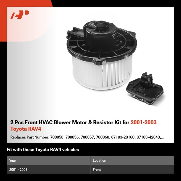 2 Pcs Front HVAC Blower Motor & Resistor Kit for 2001-2003 Toyota RAV4