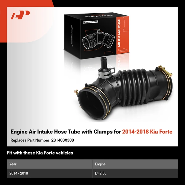Engine Air Intake Hose Tube with Clamps for 2014-2018 Kia Forte