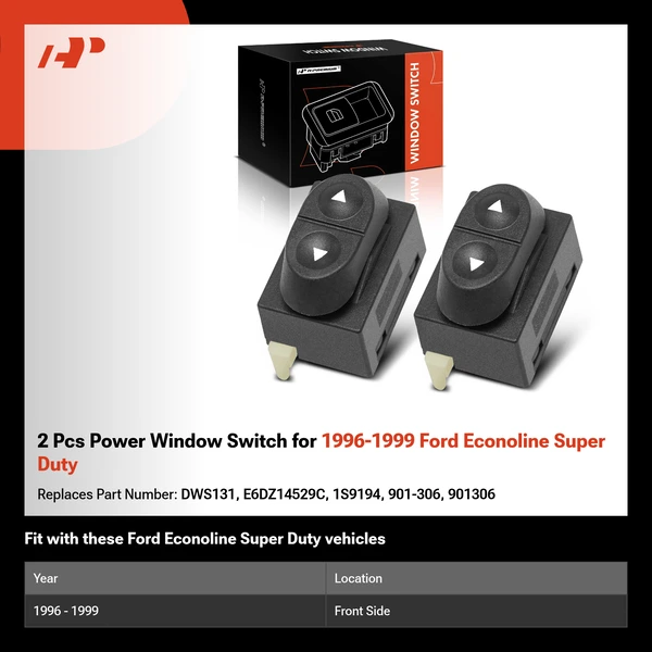 2 Pcs Power Window Switch for 1996-1999 Ford Econoline Super Duty