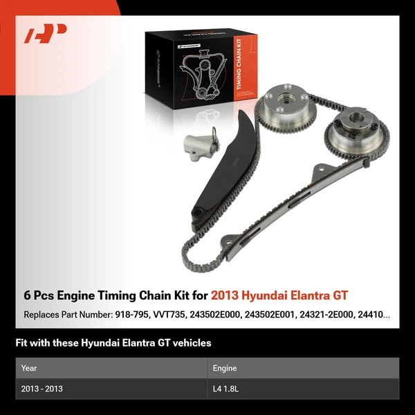 6 Pcs Engine Timing Chain Kit for 2013 Hyundai Elantra GT