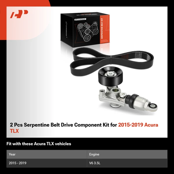 2 Pcs Serpentine Belt Drive Component Kit for 2015-2019 Acura TLX