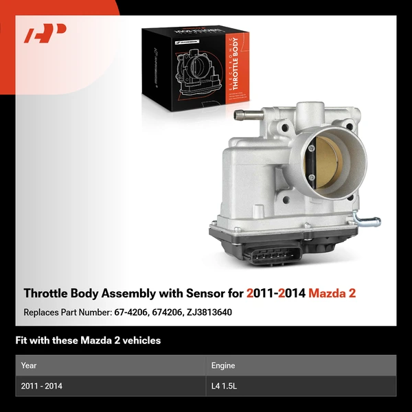 Throttle Body Assembly with Sensor for 2011-2014 Mazda 2