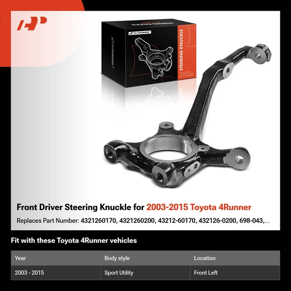 Front Driver Steering Knuckle for 2003-2015 Toyota 4Runner
