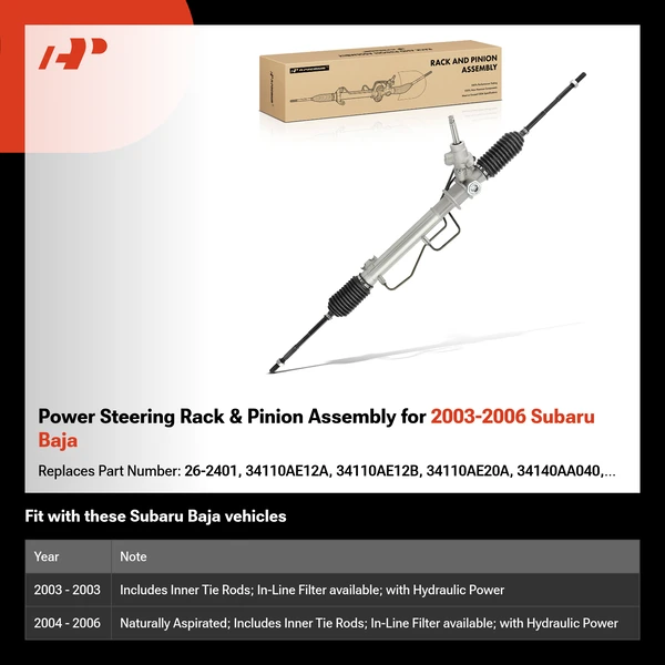 Power Steering Rack & Pinion Assembly for 2003-2006 Subaru Baja