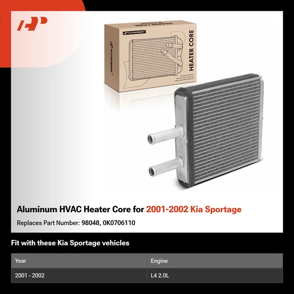 Aluminum HVAC Heater Core for 2001-2002 Kia Sportage