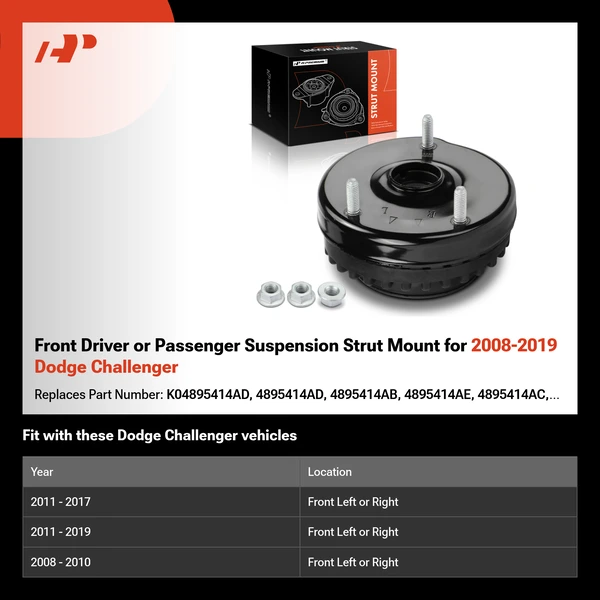 Front Driver or Passenger Suspension Strut Mount for 2008-2019 Dodge Challenger