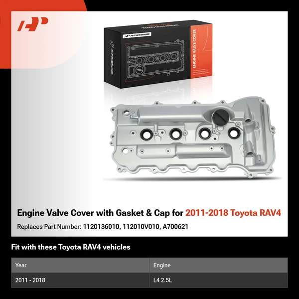 Engine Valve Cover with Gasket & Cap for 2011-2018 Toyota RAV4