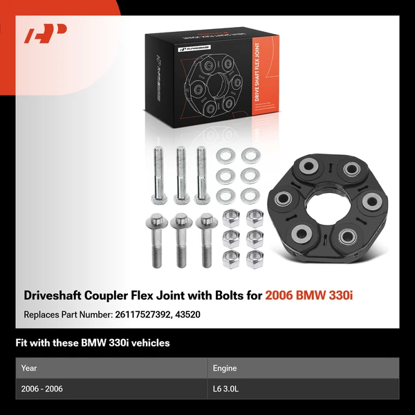 Driveshaft Coupler Flex Joint with Bolts for 2006 BMW 330i