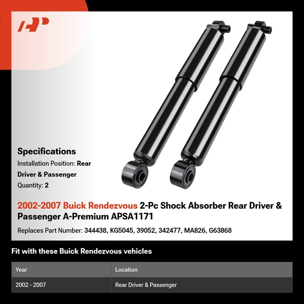 2002-2007 Buick Rendezvous 2-Pc Shock Absorber Rear Driver & Passenger A-Premium APSA1171
