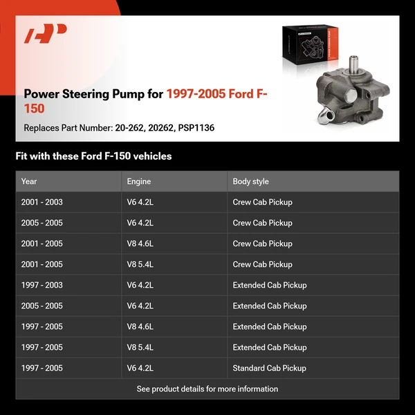 Power Steering Pump for 1997-2005 Ford F-150