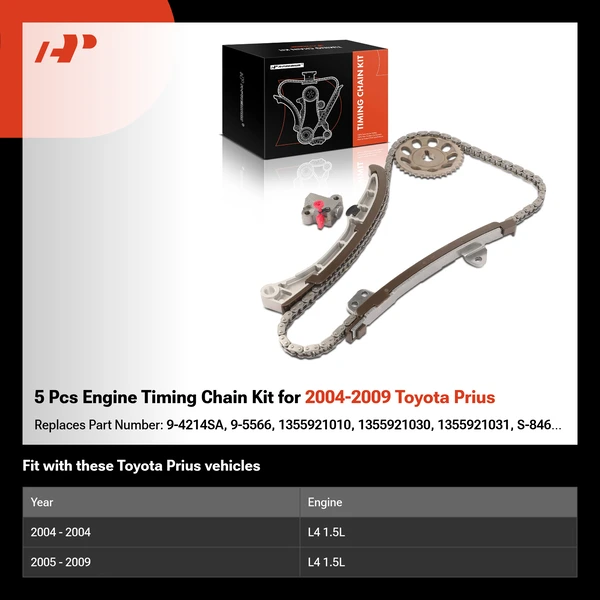 5 Pcs Engine Timing Chain Kit for 2004-2009 Toyota Prius
