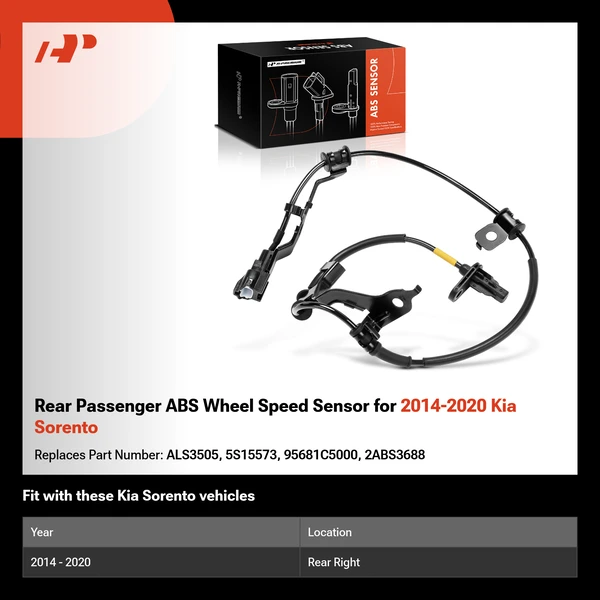 Rear Passenger ABS Wheel Speed Sensor for 2014-2020 Kia Sorento
