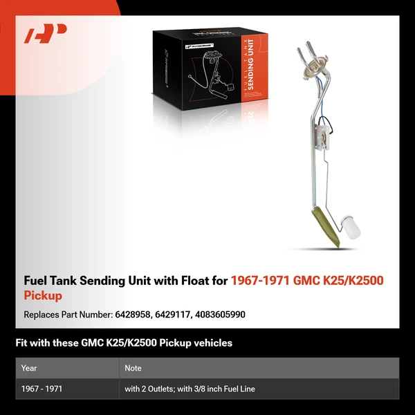 Fuel Tank Sending Unit with Float for 1967-1971 GMC K25/K2500 Pickup