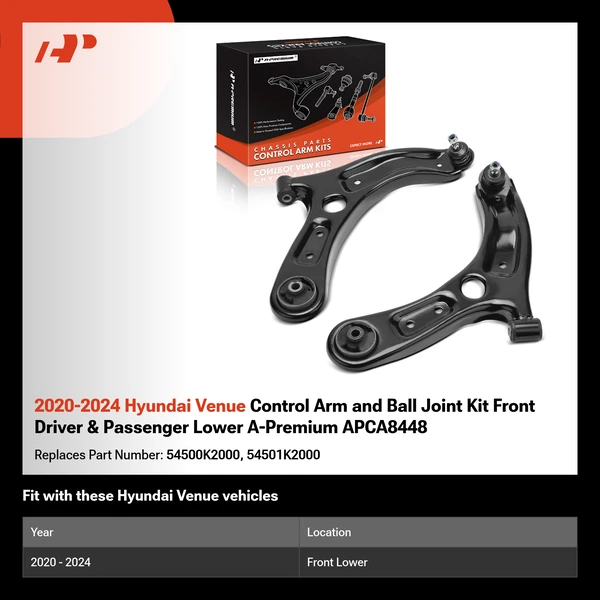 2020-2024 Hyundai Venue Control Arm and Ball Joint Kit Front Driver & Passenger Lower A-Premium APCA8448