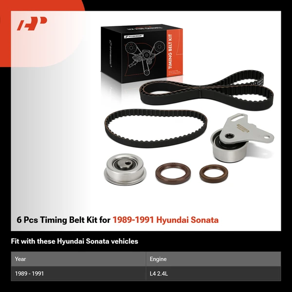 6 Pcs Timing Belt Kit for 1989-1991 Hyundai Sonata