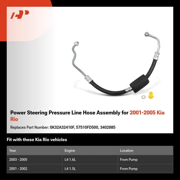 Power Steering Pressure Line Hose Assembly for 2001-2005 Kia Rio