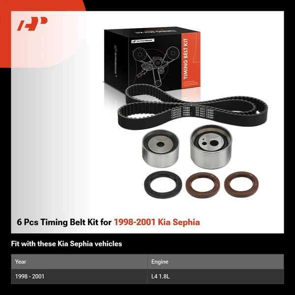 6 Pcs Timing Belt Kit for 1998-2001 Kia Sephia