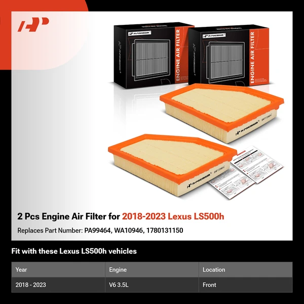 2 Pcs Engine Air Filter for 2018-2023 Lexus LS500h