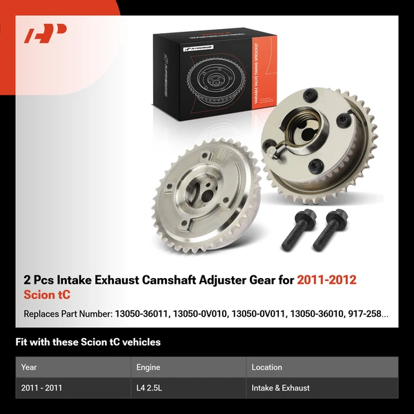 2 Pcs Intake Exhaust Camshaft Adjuster Gear for 2011-2012 Scion tC