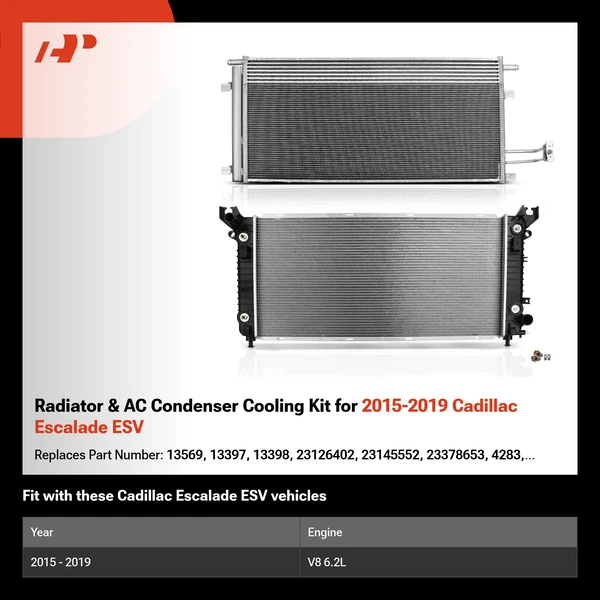 Radiator & AC Condenser Cooling Kit for 2015-2019 Cadillac Escalade ESV