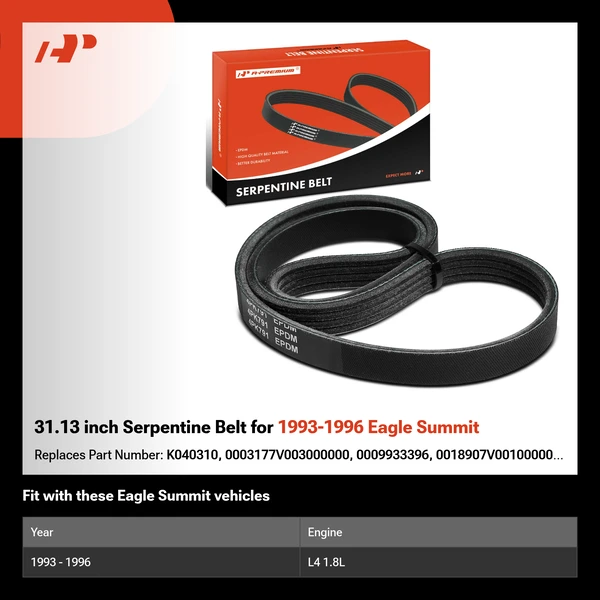 31.13 inch Serpentine Belt for 1993-1996 Eagle Summit