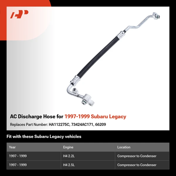AC Discharge Hose for 1997-1999 Subaru Legacy