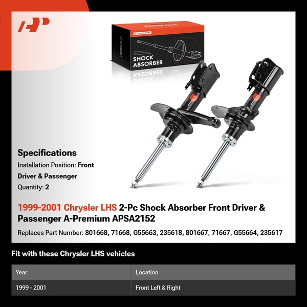 1999-2001 Chrysler LHS 2-Pc Shock Absorber Front Driver & Passenger A-Premium APSA2152