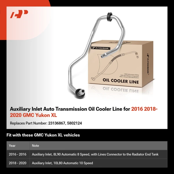 Auxiliary Inlet Auto Transmission Oil Cooler Line for 2016 2018-2020 GMC Yukon XL