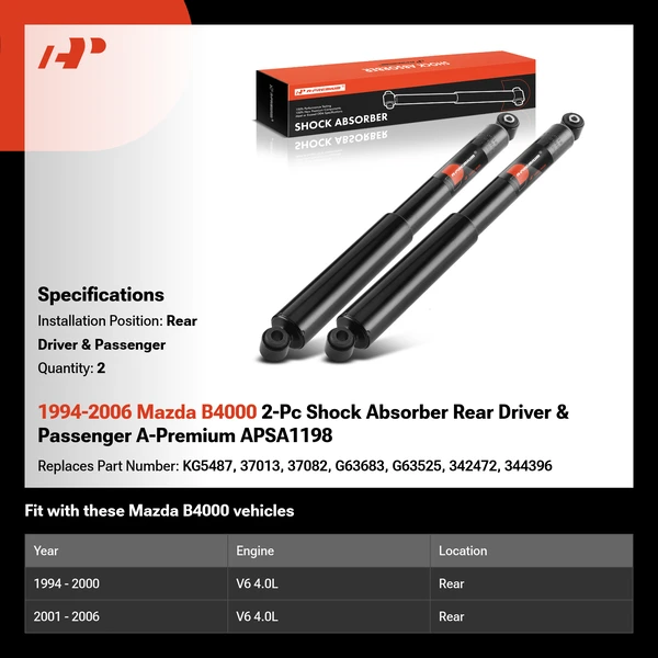 1994-2006 Mazda B4000 2-Pc Shock Absorber Rear Driver & Passenger A-Premium APSA1198