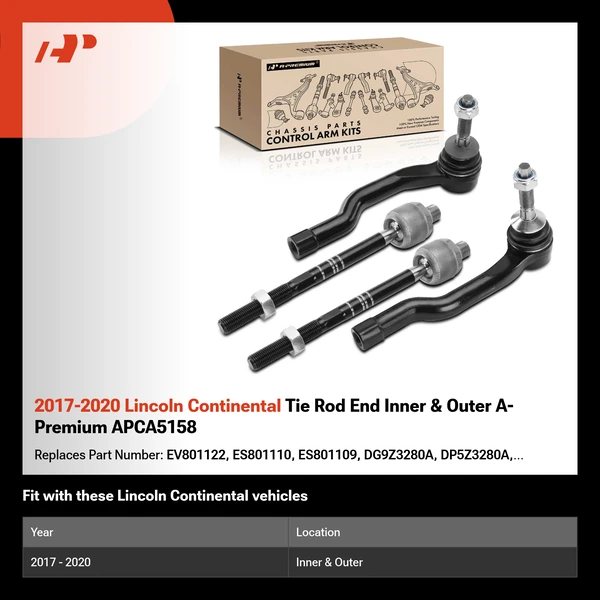 2017-2020 Lincoln Continental Tie Rod End Inner & Outer A-Premium APCA5158